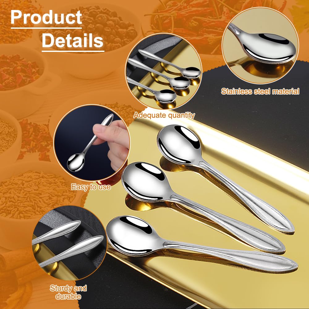 5 STKS Lepel met korte steel, roestvrijstalen mini-lepels verdikte kleine ronde lepel voor zout specerijen dessert thee koffie (goud