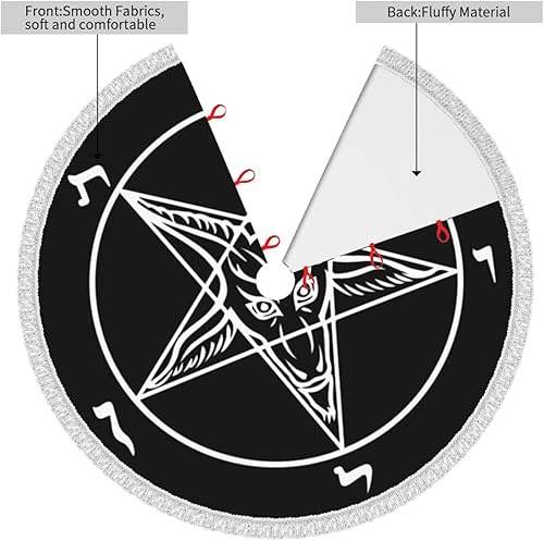 Miniatura 3 de Azazel - Falda de árbol de Navidad color negro, falda satánica de árbol de Navidad con borla, tapete de árbol de Navidad de Halloween de 30 pulgadas
