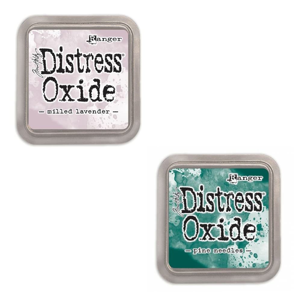 Kit de 12 Tintas de Fusión de Pigmento y Tinte con Tampón de Fieltro | Acabado Efecto Mate | Distress Oxide de Ranger - Diseñadas por Tim Holtz | Número de Kit 5 | Tamaño Aprox. 7,6 x 7,6 cm (3" x 3")