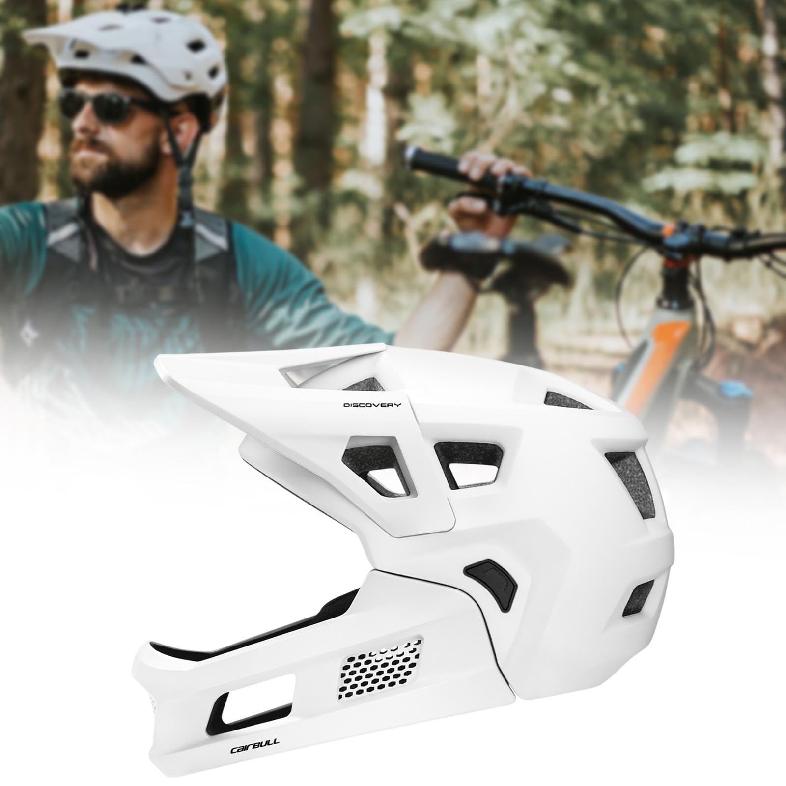 Qianly Casque de Vélo de Montagne pour Adulte avec Mentonnière Amovible pour Une Protection Complète du Visage, Blanc