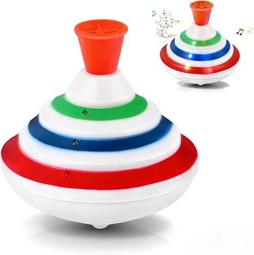 STOBOK Spinning Top Toy with LED and Music Peg-top Hand Spinner Gyro Toy Gift for Kids