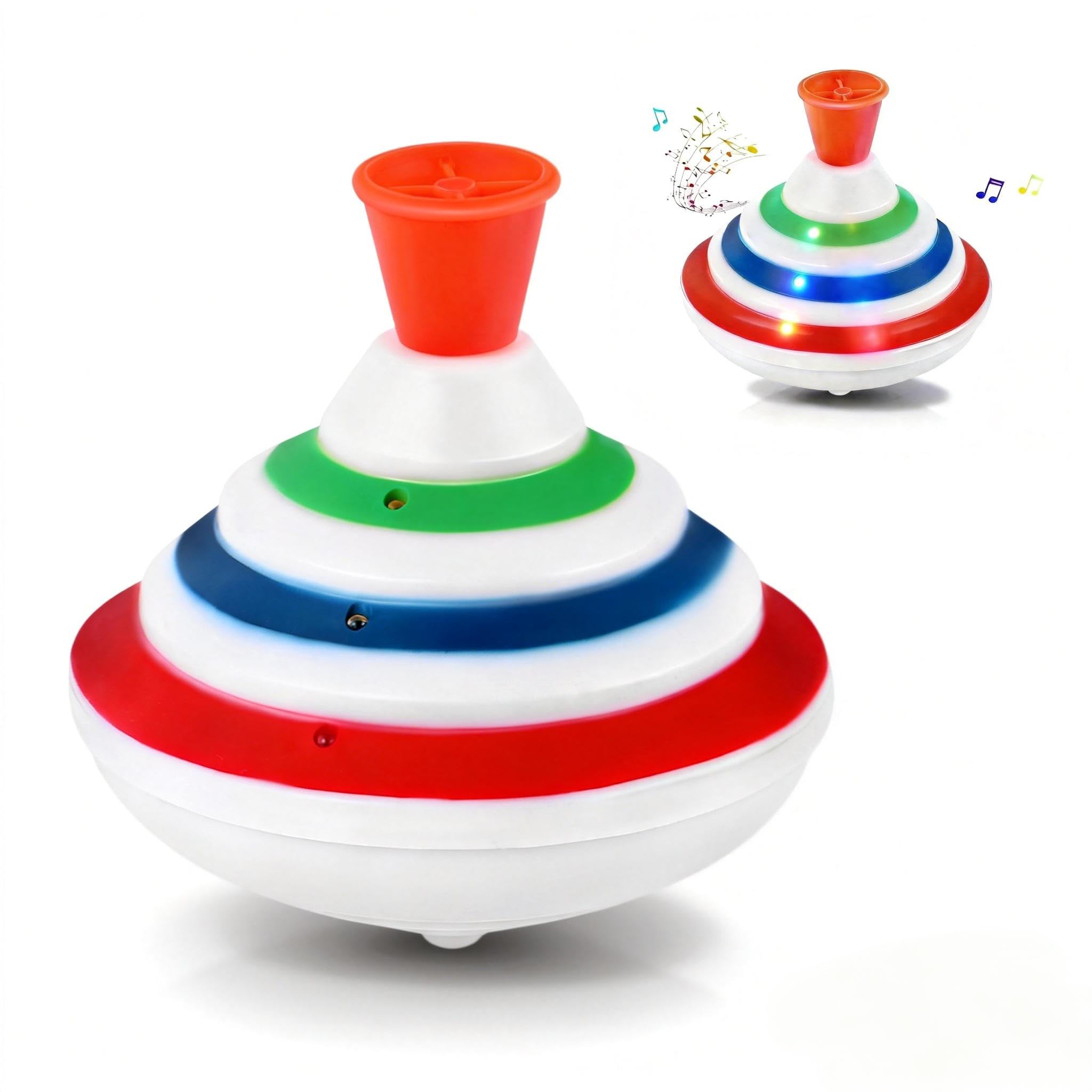 STOBOK Spinning Top Toy with LED and Music Peg-top Hand Spinner Gyro Toy Gift for Kids