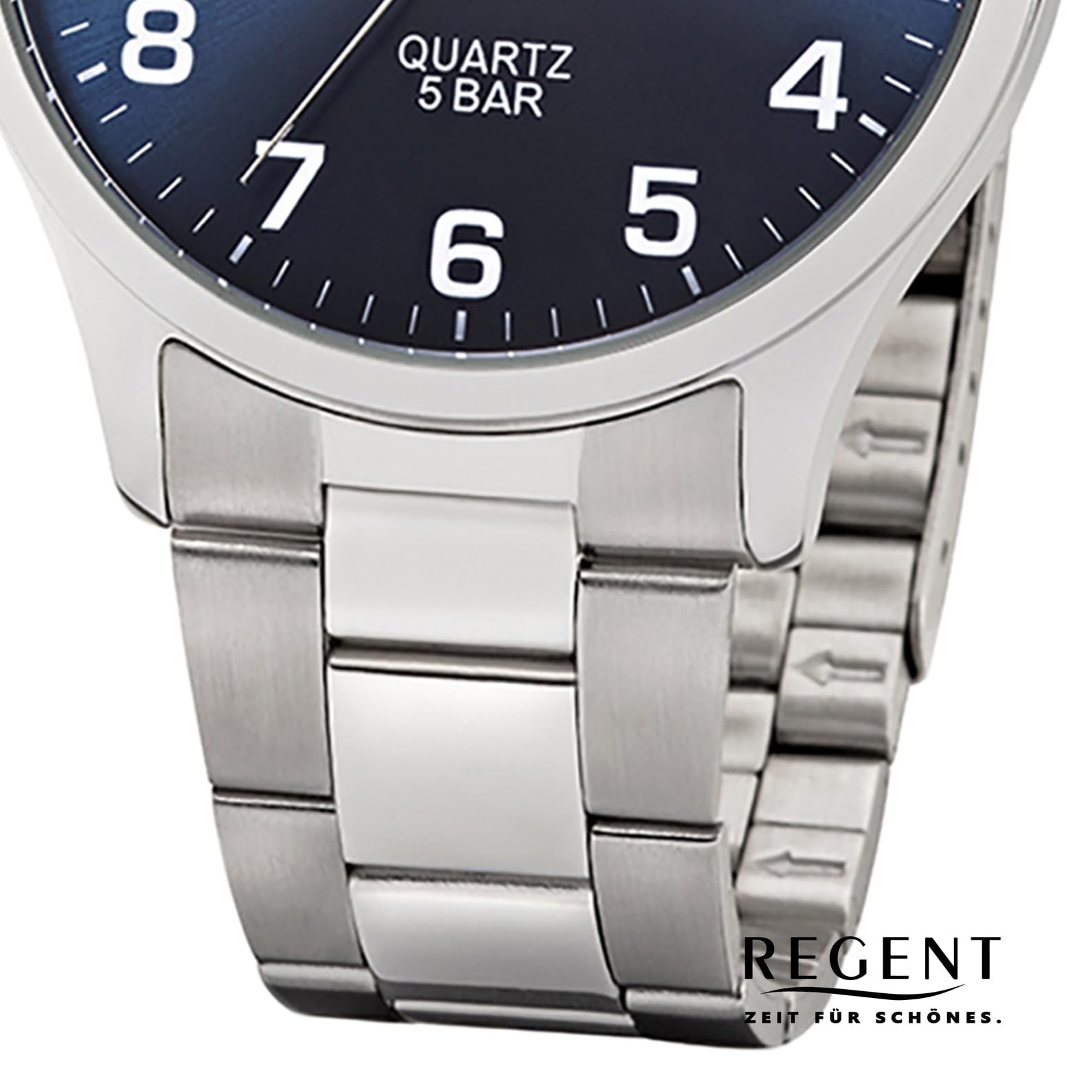Regent Herren Analog Quarz Uhr mit Edelstahl Armband 11150665