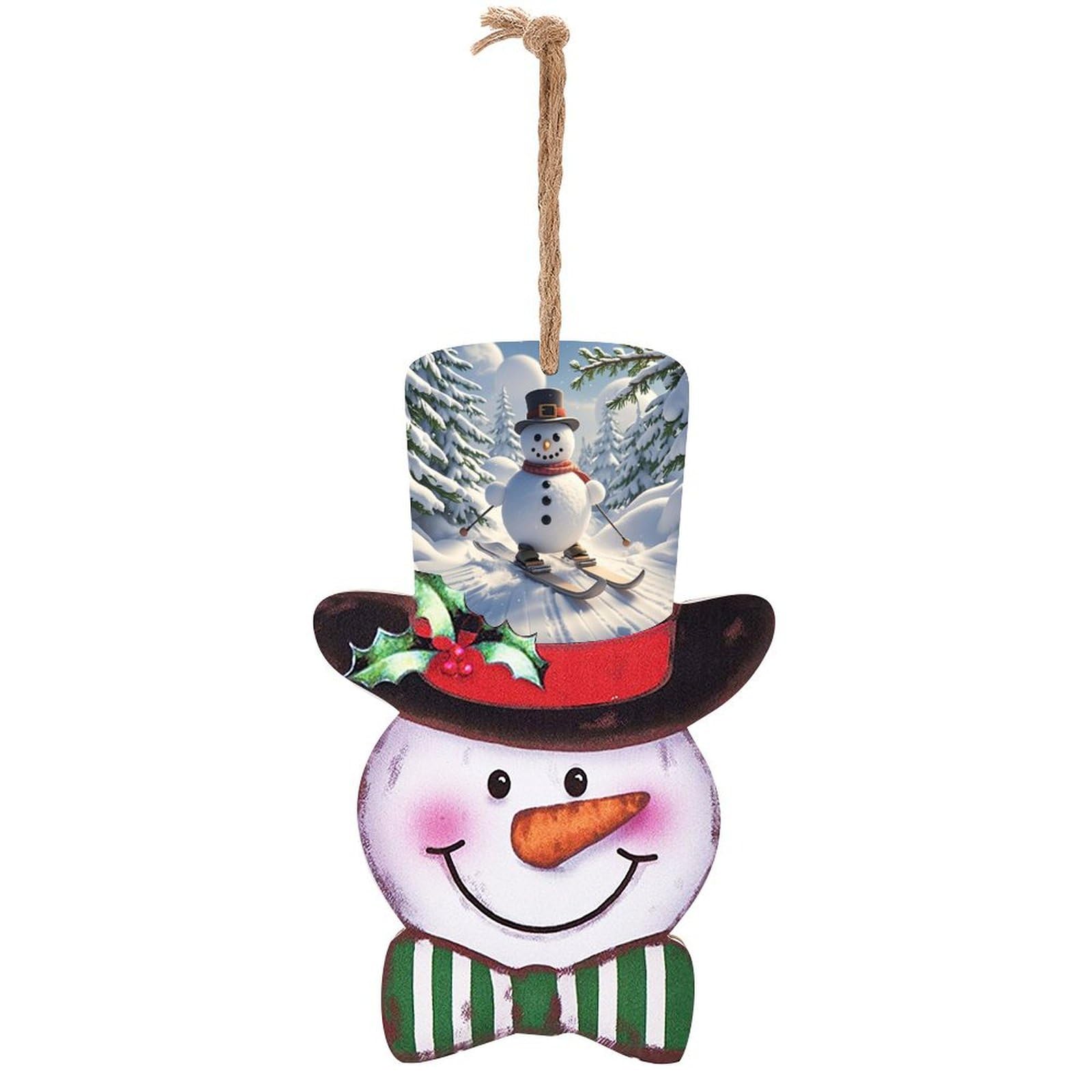 Panneau de Noël en bois bonhomme de neige suspendu pour la décoration murale maison