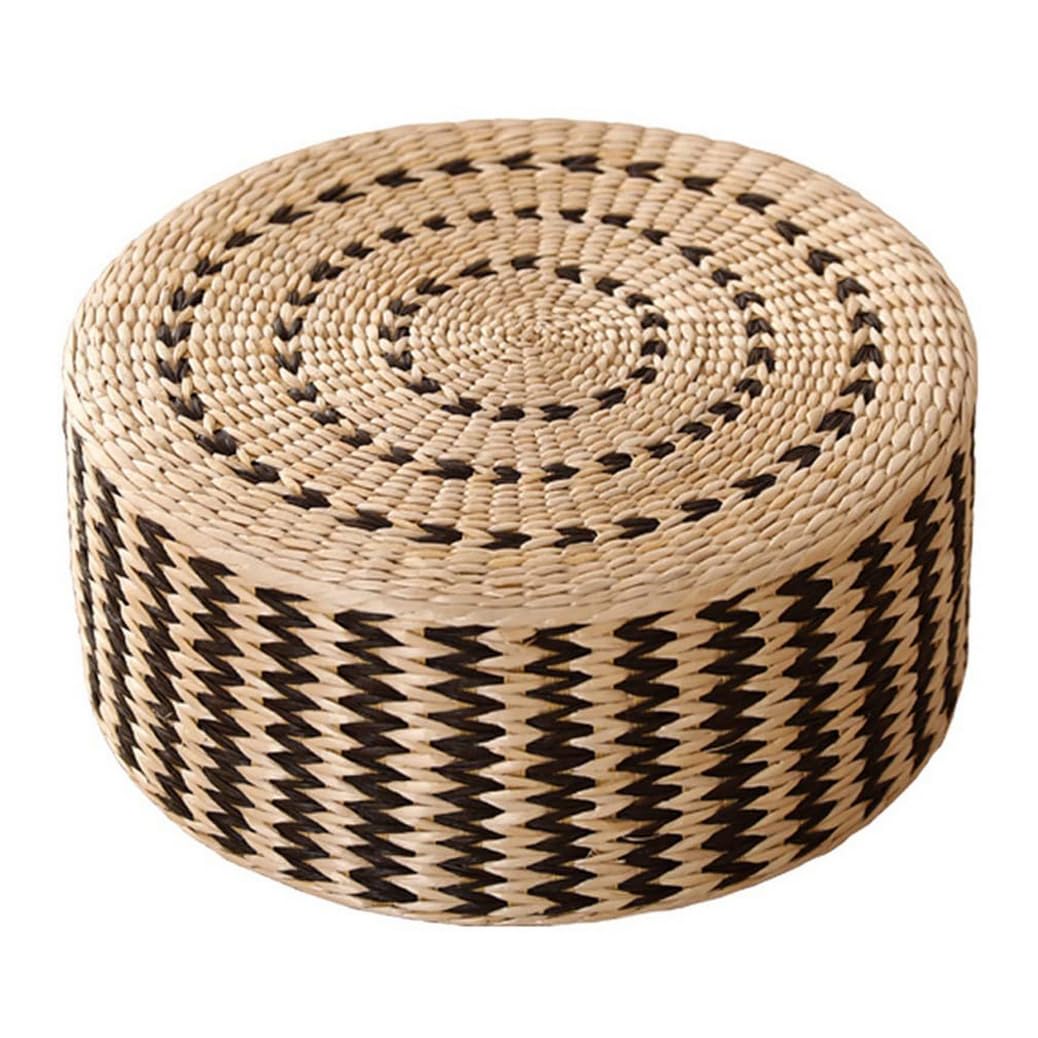 Cojín redondo tejido a mano para meditación, cojín de paja para tatami, yoga, cojín de suelo, transpirable, tatami japonés, 50 x 20 cm
