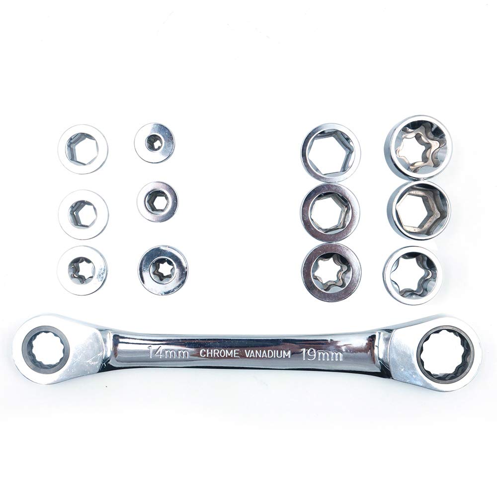 POFET 13pcs Multifunctional Ratchet Handle Set, Quick SpannerTwo-Way Sleeve and Turn Head Quick Moving Automatic Handle Set - Image 4
