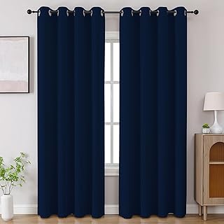 CUCRAF Navy Blue Blackout Curtains 84 inch Length 2 Panels Set, Room Dar...