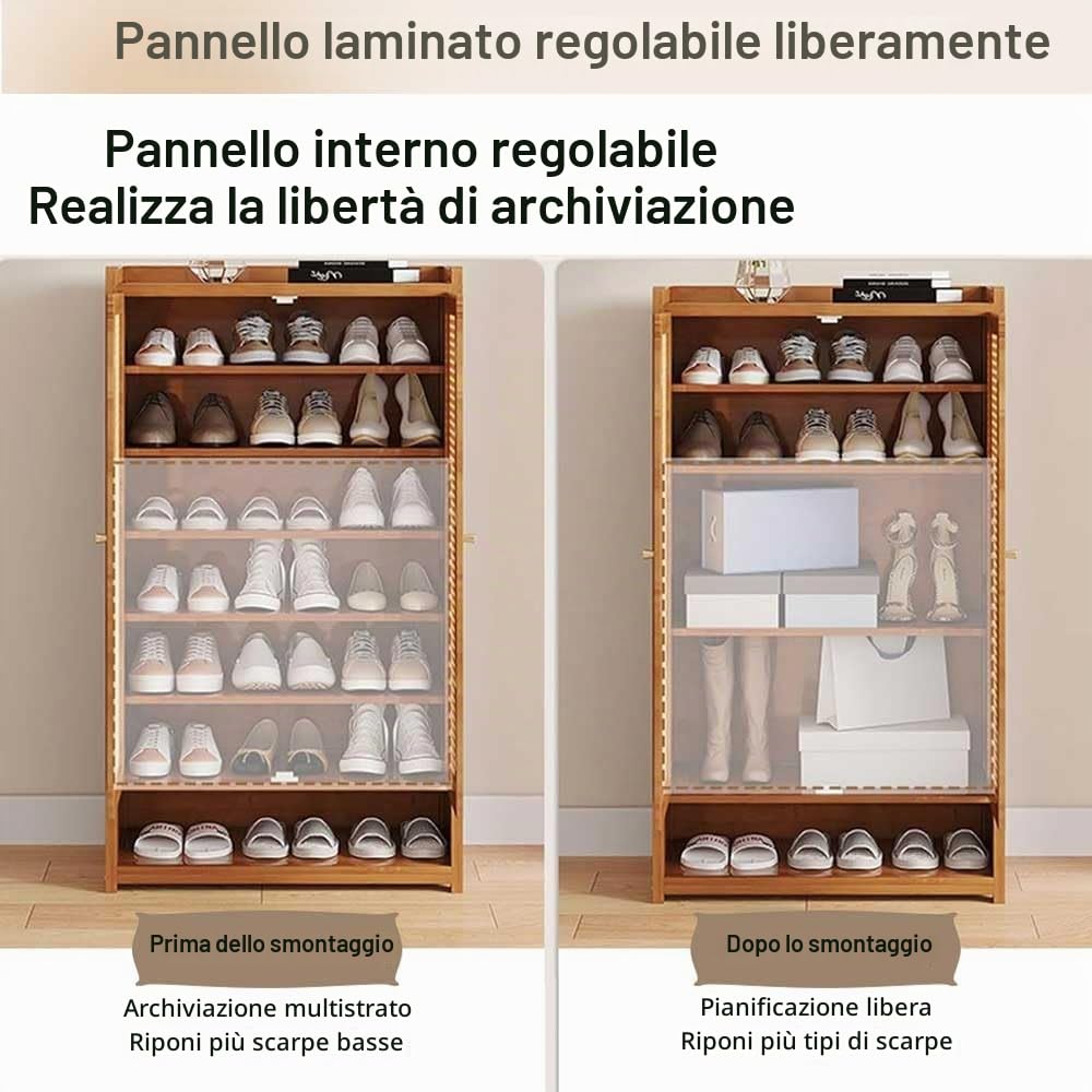 4 Armadi Di Scarpe Di Livello Stoccaggio Scarpe Legno, Armadio Di Stoccaggio Di Scarpe Indipendente Con 2 Cassetti Per Il Corridoio, Sala, Soggiorno 130 X 33 X 99cm