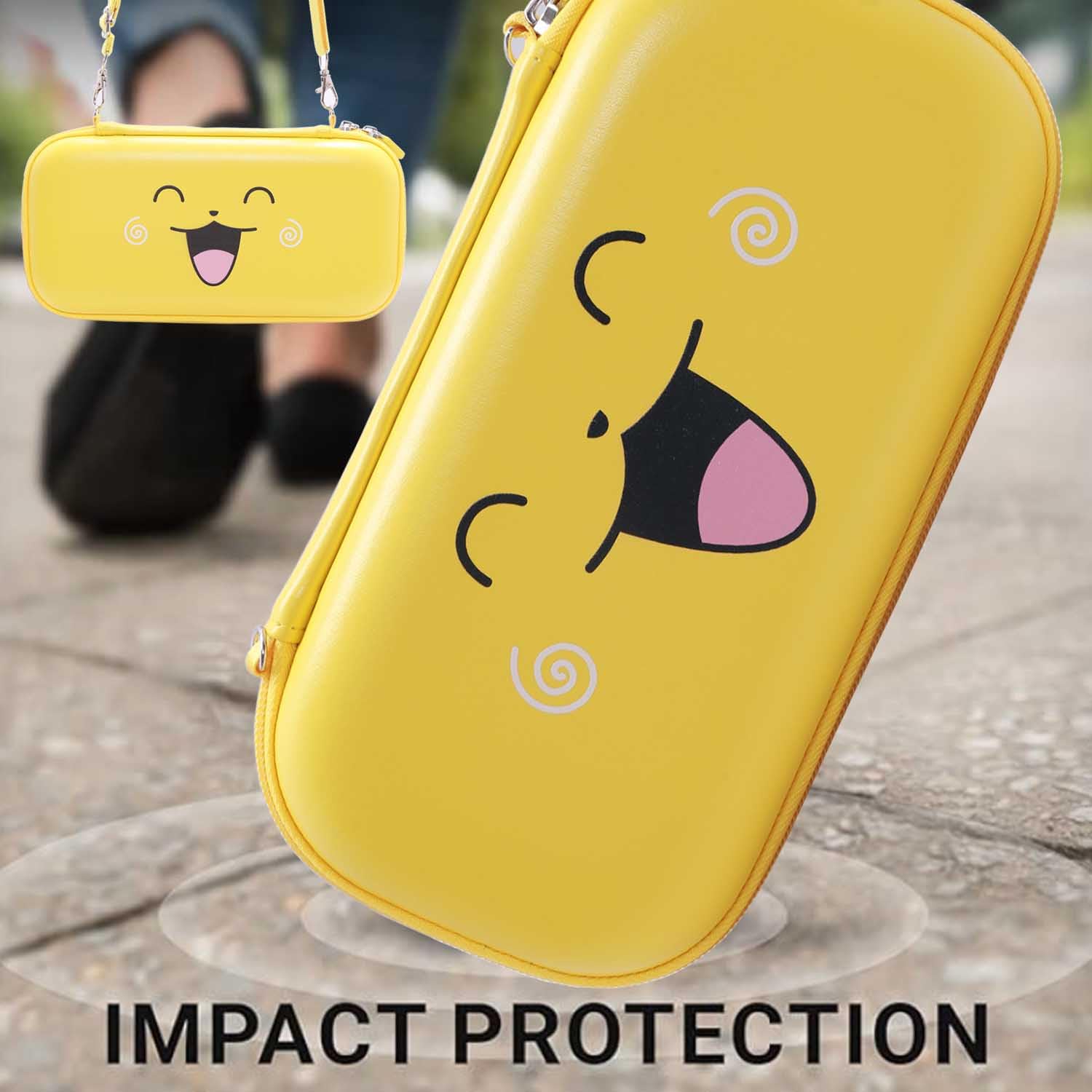 GUTIAL Accessories Bundle for Nintendo Switch - Cute Kawaii NS Accessories kit for Grils Boys Kids with Travel Carrying Case and Cartoon Dockable Cover Case, Screen Protector, Stand - Yellow