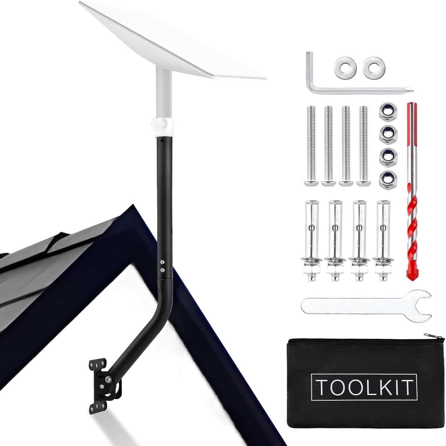 Xiaokeis Satellite Dish Holder, 22pcs for Wall Heavy Duty Metal Satellite Dish Mounting Kit Fit for Starlink, Roof Mount for Starlink Internet Kit Satellite, Long Wall Mount