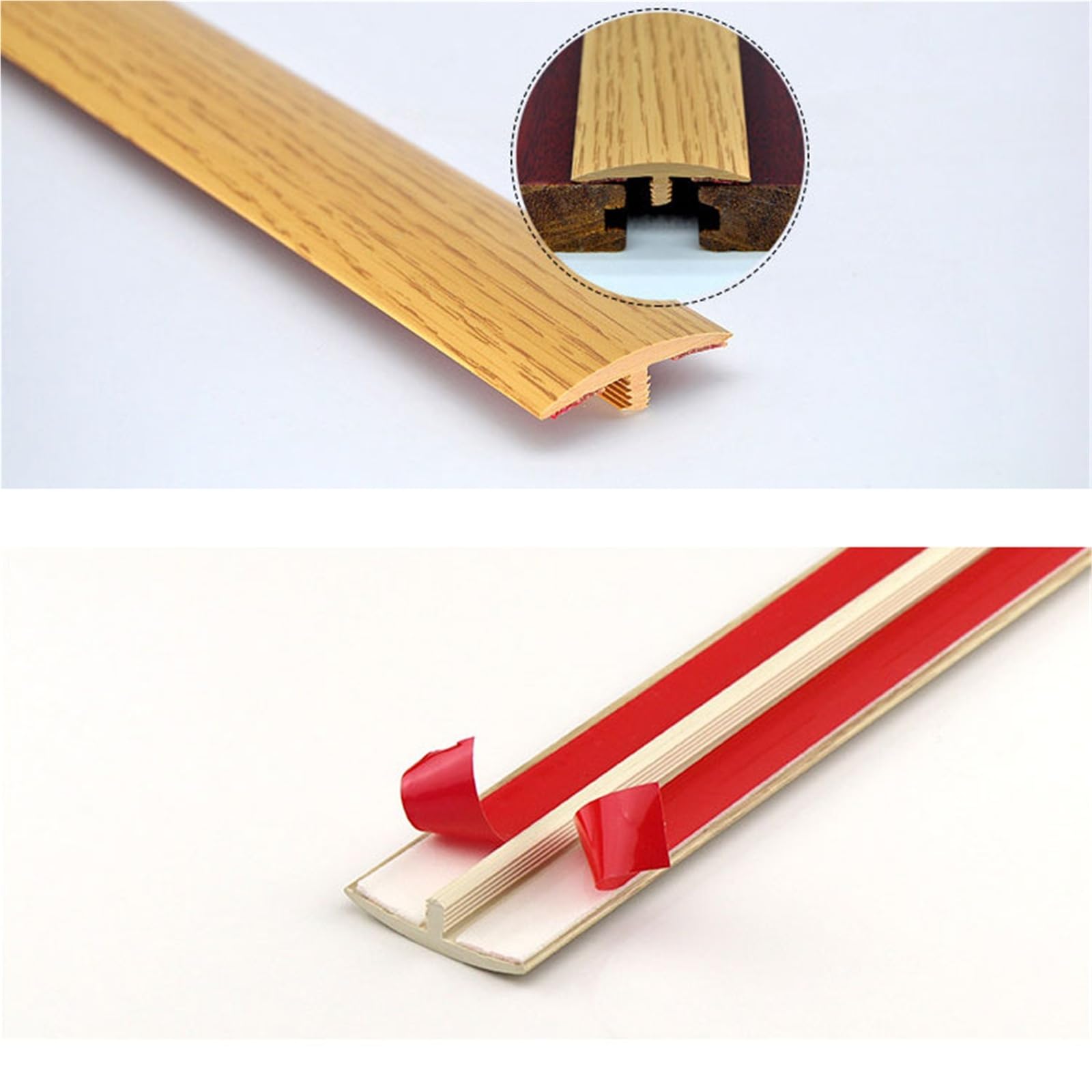 listwa podłogowa w kształcie litery T, 90 cm, samoprzylepna listwa przejściowa do płaskich podłóg, osłona szwów między laminatem z twardego drewna winylowego (T12,3 szt.)
