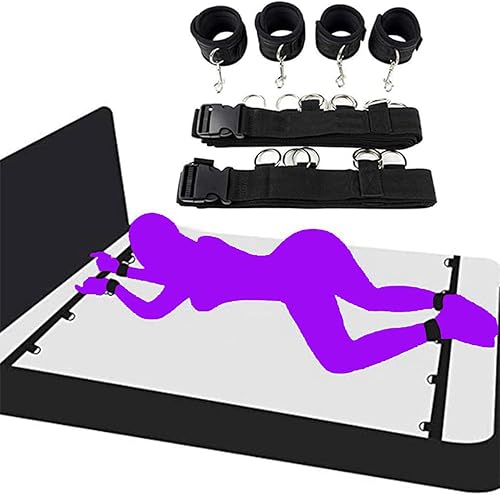 Kit de cuerdas sexuales para sujetadores de cama de tamaño Queen para tobillos y barra de muñeca, amarres sexuales debajo del colchón para correas