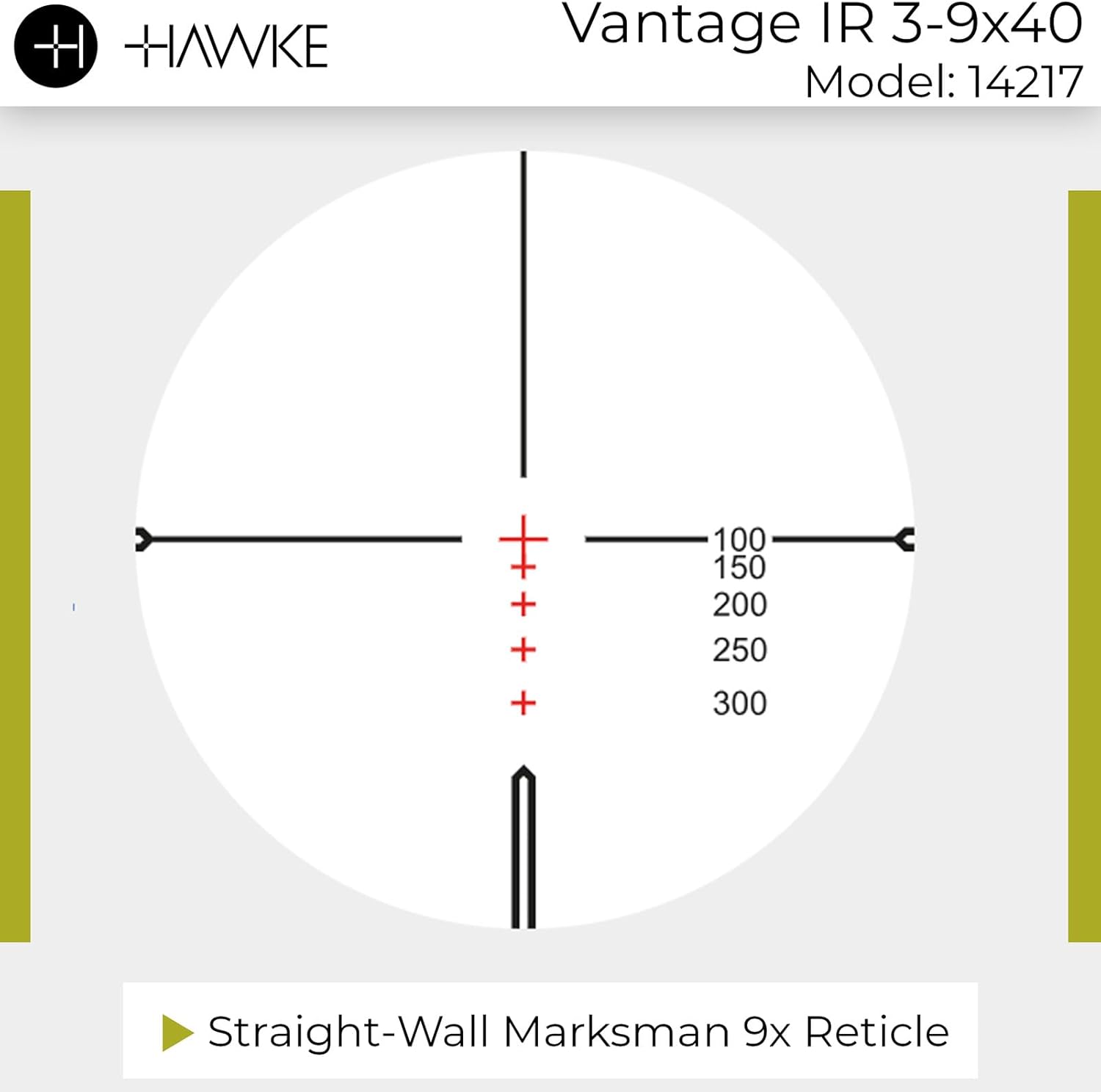 Hawke Vantage IR 3-9x40 Riflescope | Waterproof 1" Tube Hunting Scope w/Illuminated Reticle, Capped Low-Profile Turrets, 11 Layer Fully Multi-Coated Lenses & High Torque Zoom Ring