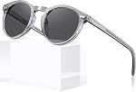 CARFIA Acetate Polarized Sunglasses for Men Retro Classic Round Shades