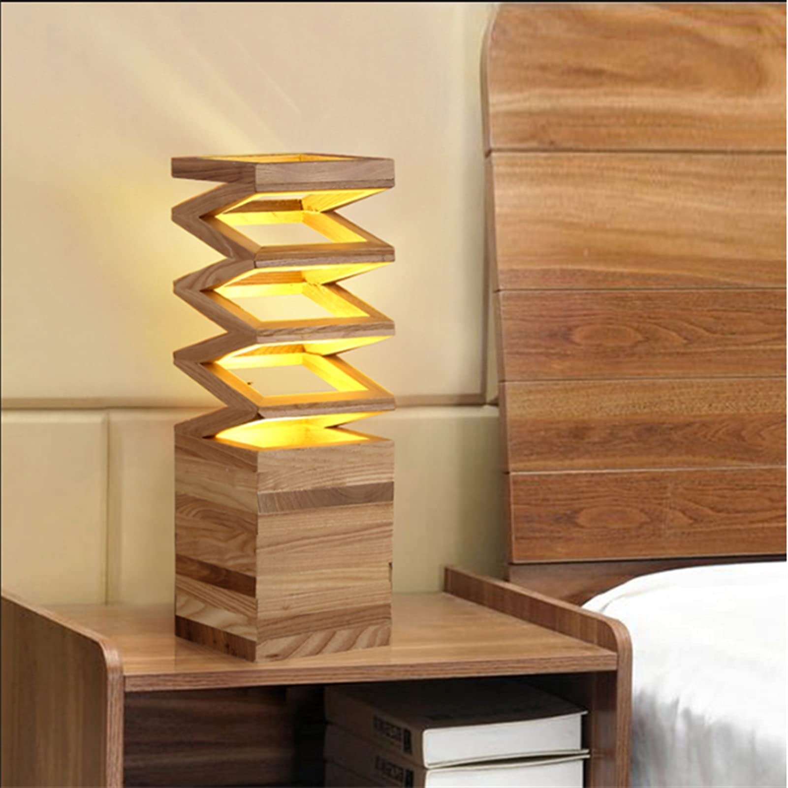 Lampes de bureau Lampes de table avec lampe en bois Chambre à coucher de chevet nuit LED Lampe de bureau avec bougie pour arrangement de fleurs Lampe de Bureau LED (Lampshade Color : EU Plug)