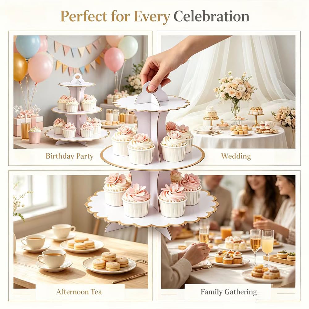 Amazon.co.jp: 段ボールカップケーキスタンド 3個セット パーティー