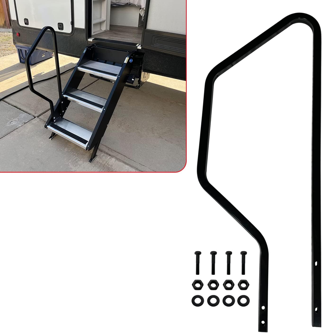 koxuyim Step Handrail for Step Above 2nd Generation RV Entry Step. Add Even More Support for Entering and Exiting Your RV