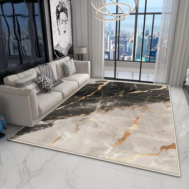 Tapis de salon style marbre abstrait 100x120 cm pour chambre