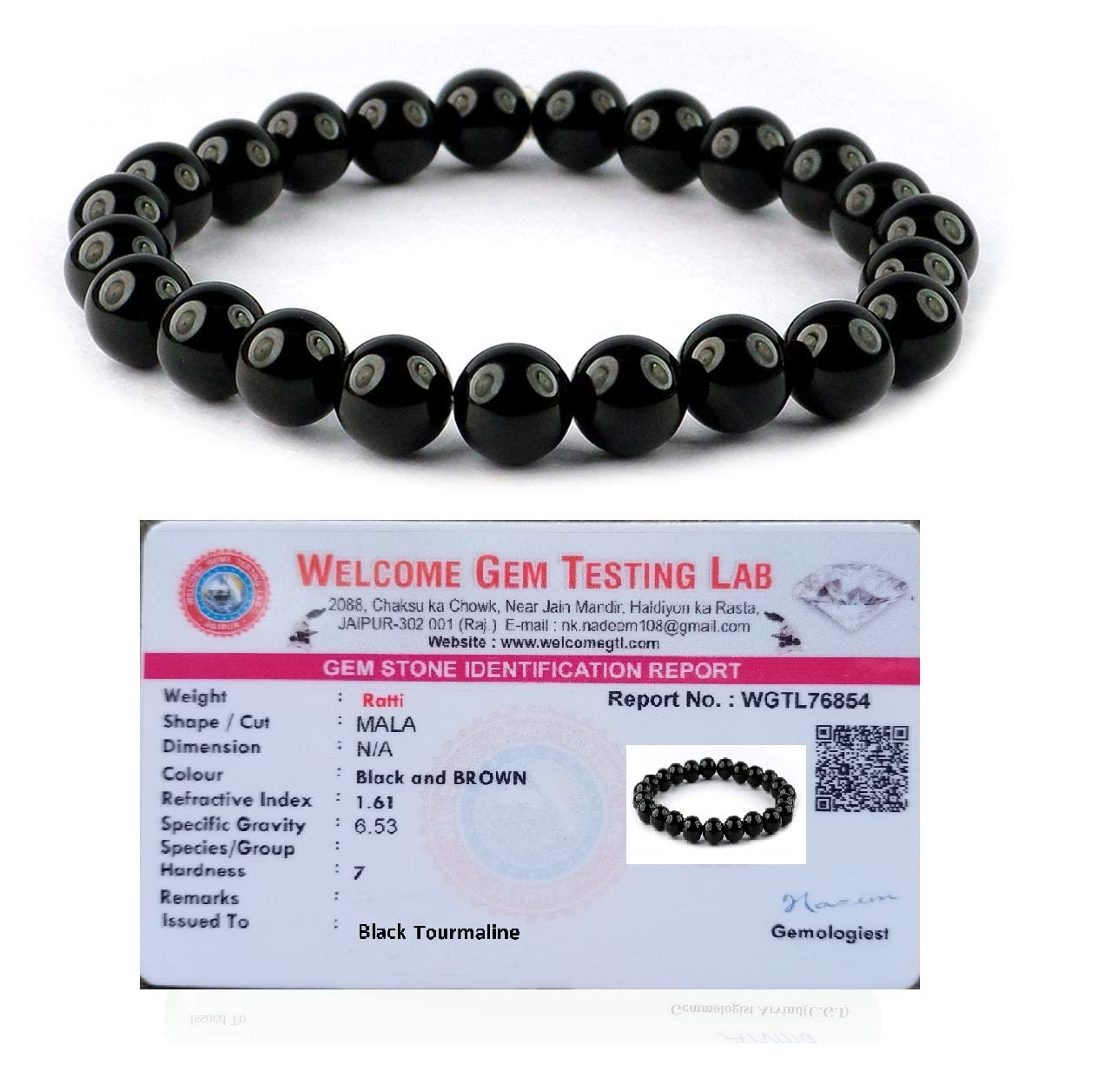 Aanya Gems Natural Black Tourmaline Stylish Bracelet for Men, Women (Tourmaline) with Lab Certificate (B0BKS1B5H6) Amazon Price History, Amazon Price Tracker