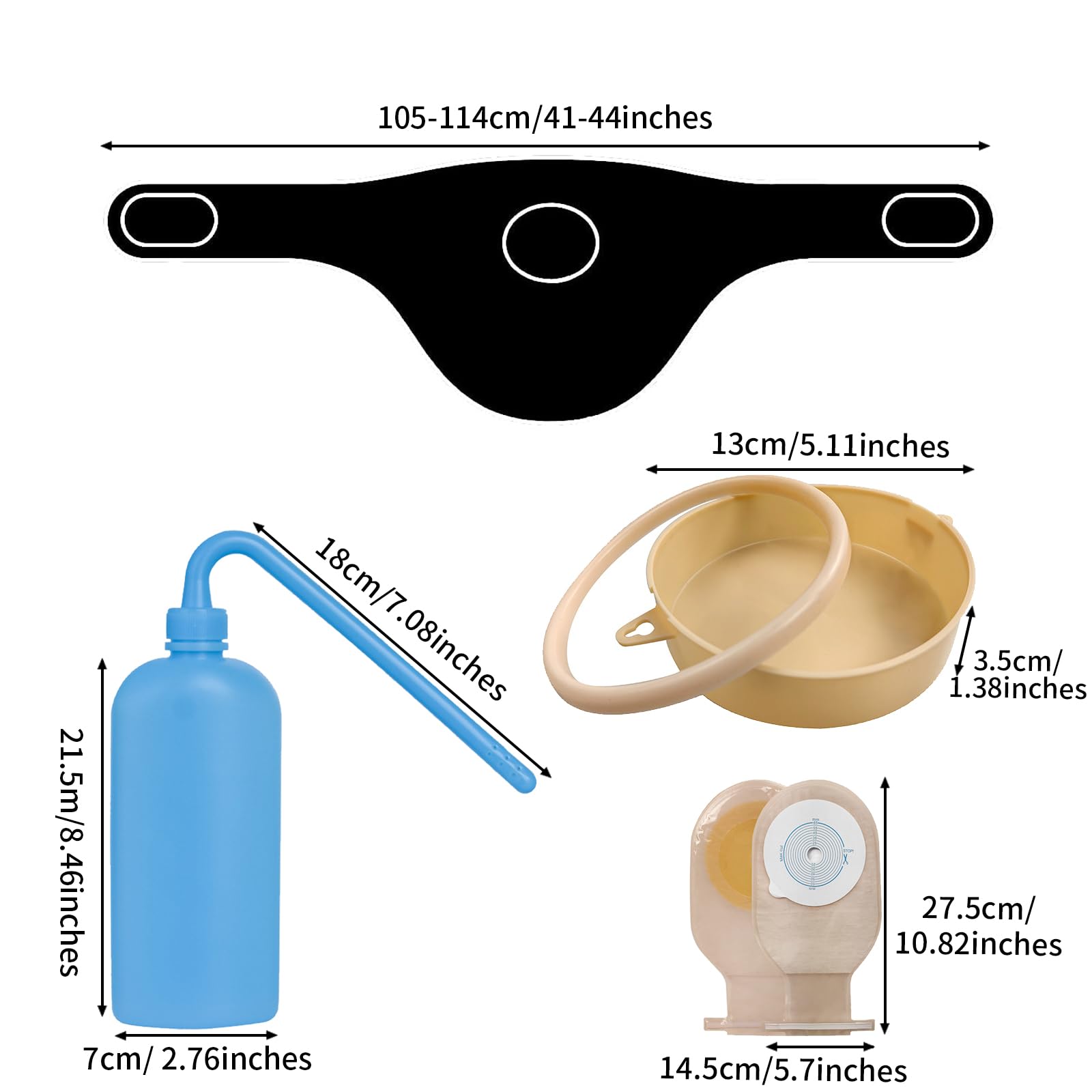 Ostomy Belt 2 Packs, Stealth Belt Ostomy Bag Cover, Ostomy Supplies with Colostomy Bags 20 Packs, Cleaning Tool Washing Bottle, Ostomy Waterproof Bath Cover, Ostomy Wrap for Men & Women, XL