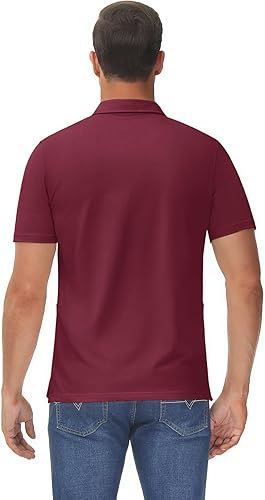 Miniatura 6 de TACVASEN Men's Polo Shirt Golf Tennis Casual Outdoor Polo Solid Quick Dry 3 Buttons Short Sleeve Tops