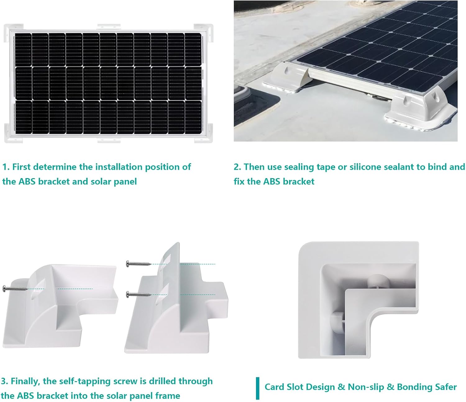 Solar Panel Mounting Brackets Kit, 7PCS RV Roof Mounts, No Drill, Caravans, Campervans (White)