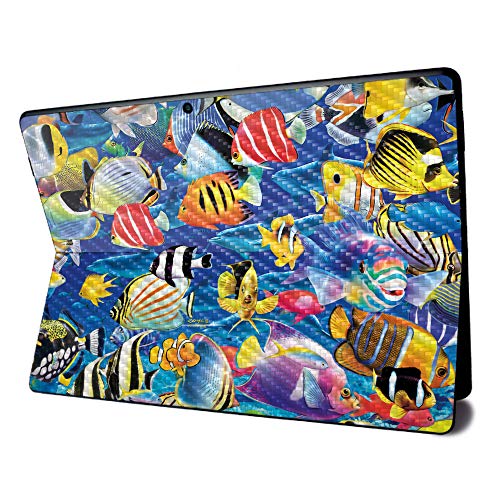Image of MightySkins Carbon Fiber Skin for Microsoft Surface Pro X - Tropical Fish | Textured Carbon Fiber Finish | Easy to Apply, Remove, and Change Styles | Made in The USA