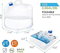 Vista 2 de Jarra plegable para almacenamiento de agua, 4×5.3 galones, sin BPA, para camping, senderismo, caravana al aire libre y emergencia, contenedor