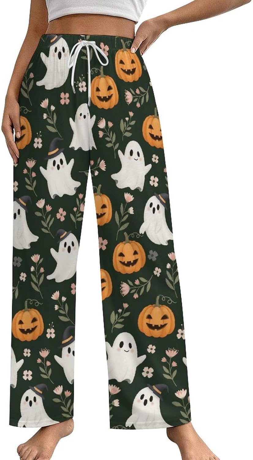 Women's Pajamas Bottom Causal Soft Lounge Pants Wide Leg Sleepwear with Pockets