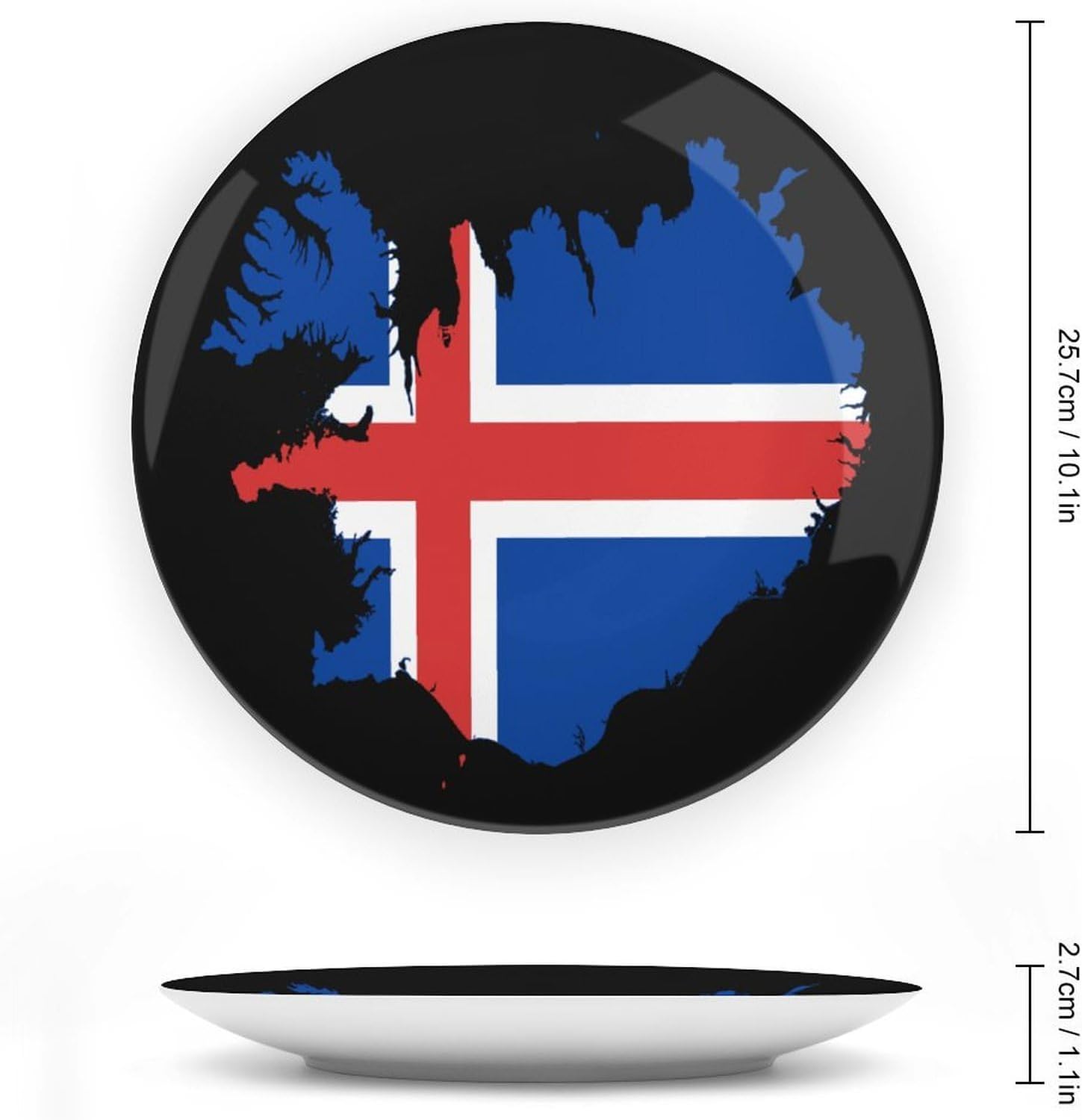 Flag Map of Iceland Bone China Decorative Porcelain Plates Dinnerware Ornaments