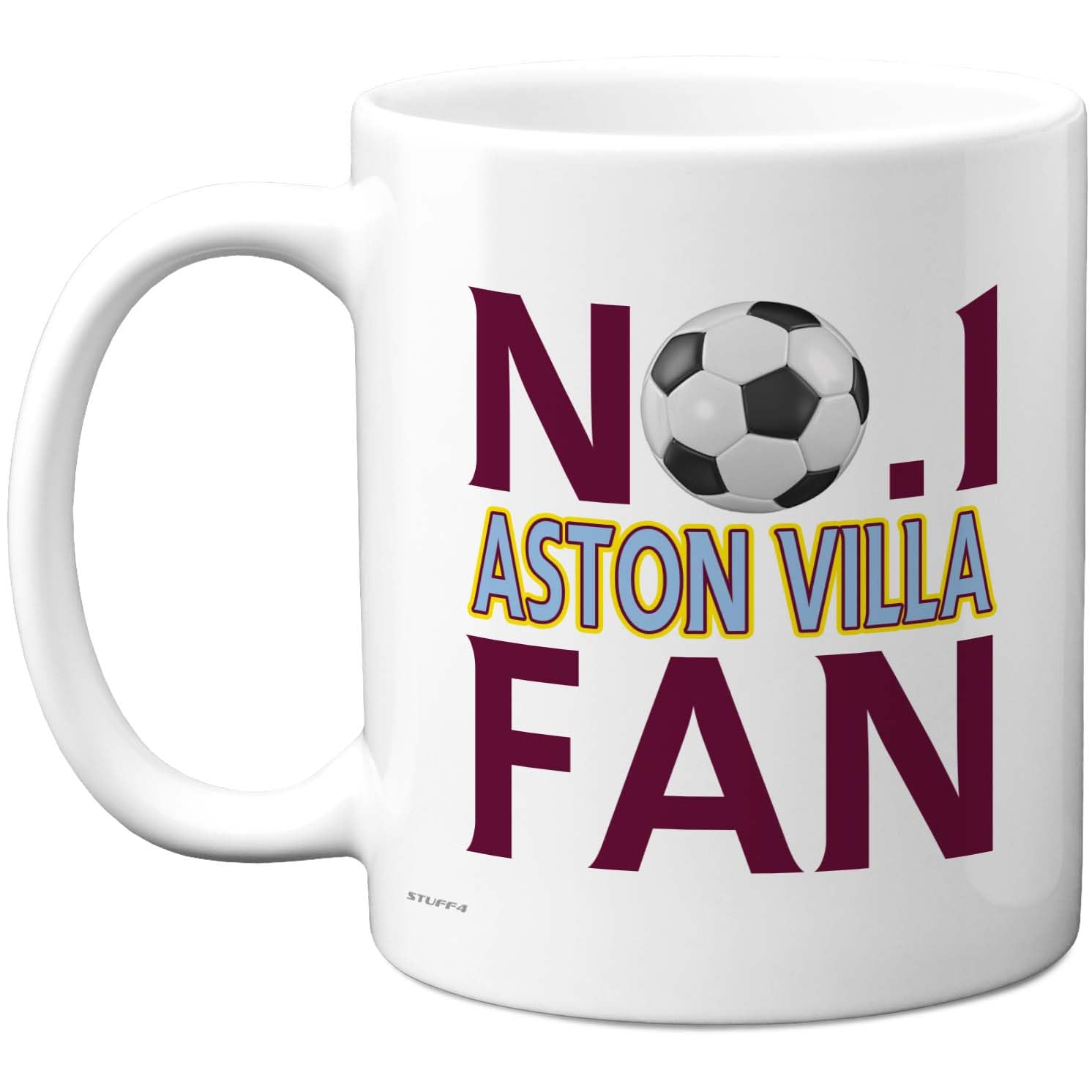 Stuff4 Novelty Mug for Villa Fans - Aston Villa Fan - Bold Claret Football Motif - No. 1 Supporter Gift - 11oz Ceramic Gloss Mug