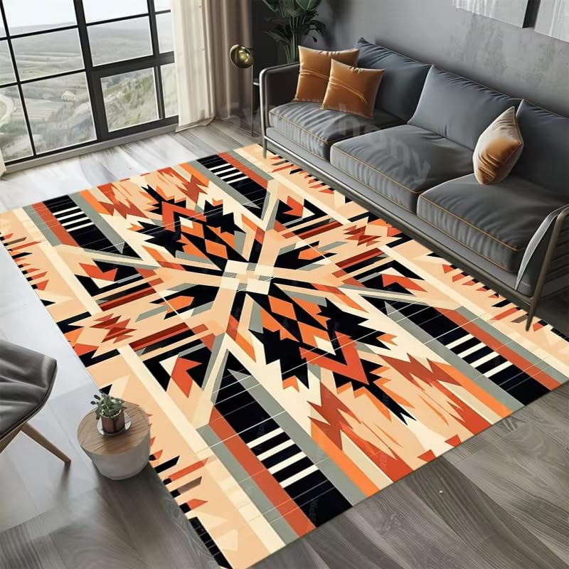Tapis de sol géométrique 60x120 cm lavable et antidérapant pour salon et chambre