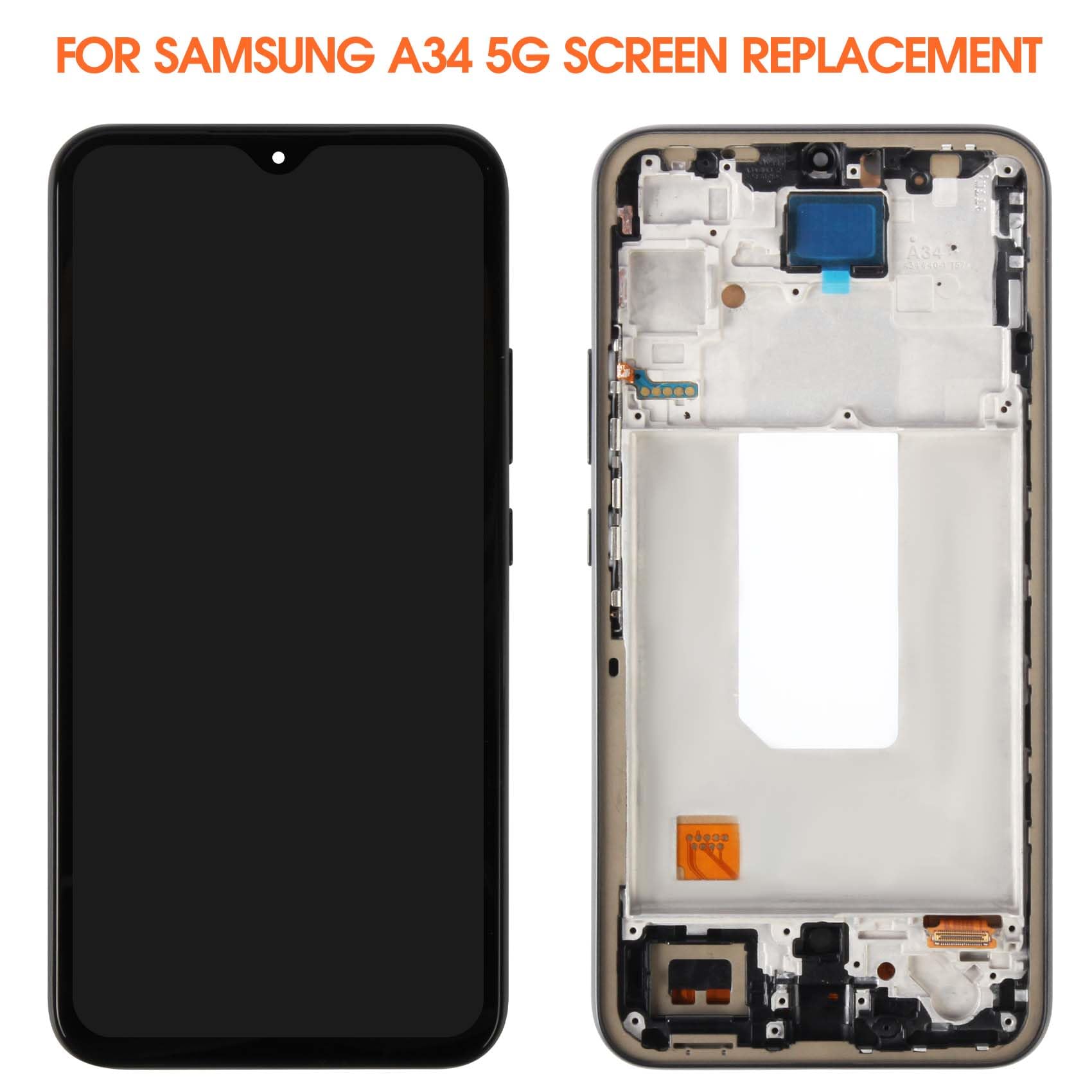 6.6" LCD Display per Samsung Galaxy A34 5G LCD Schermo per Samsung A34 SM-A346E SM-A346B Display Touch Screen Digitizer Assembly con Riparazione Strumenti con Cornice, Non Supporta Impronte Digitali
