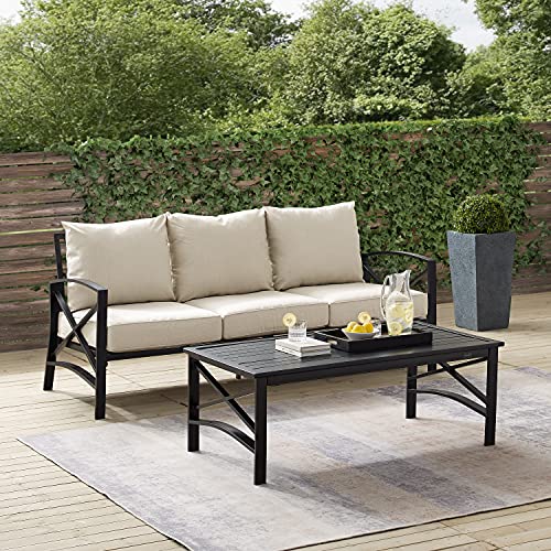 Crosley Furniture Ko60029Bz-Ol Kaplan Outdoor Metal 2-Piece Seating Set (Sofa, Coffee Table), Oiled Bronze With Oatmeal Cushions #TOP29