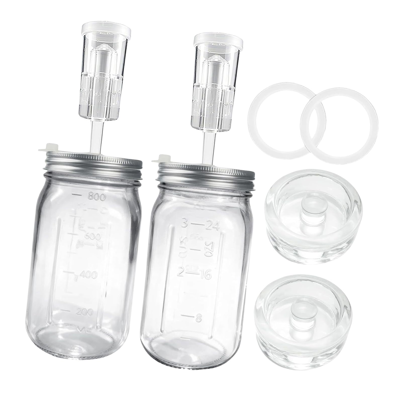 Tsophreniq 32 Fluid Measure Culturing Container Collection with Basic Mechanism and Adjustable Rings for New Users Homemade Sauerkraut Maker
