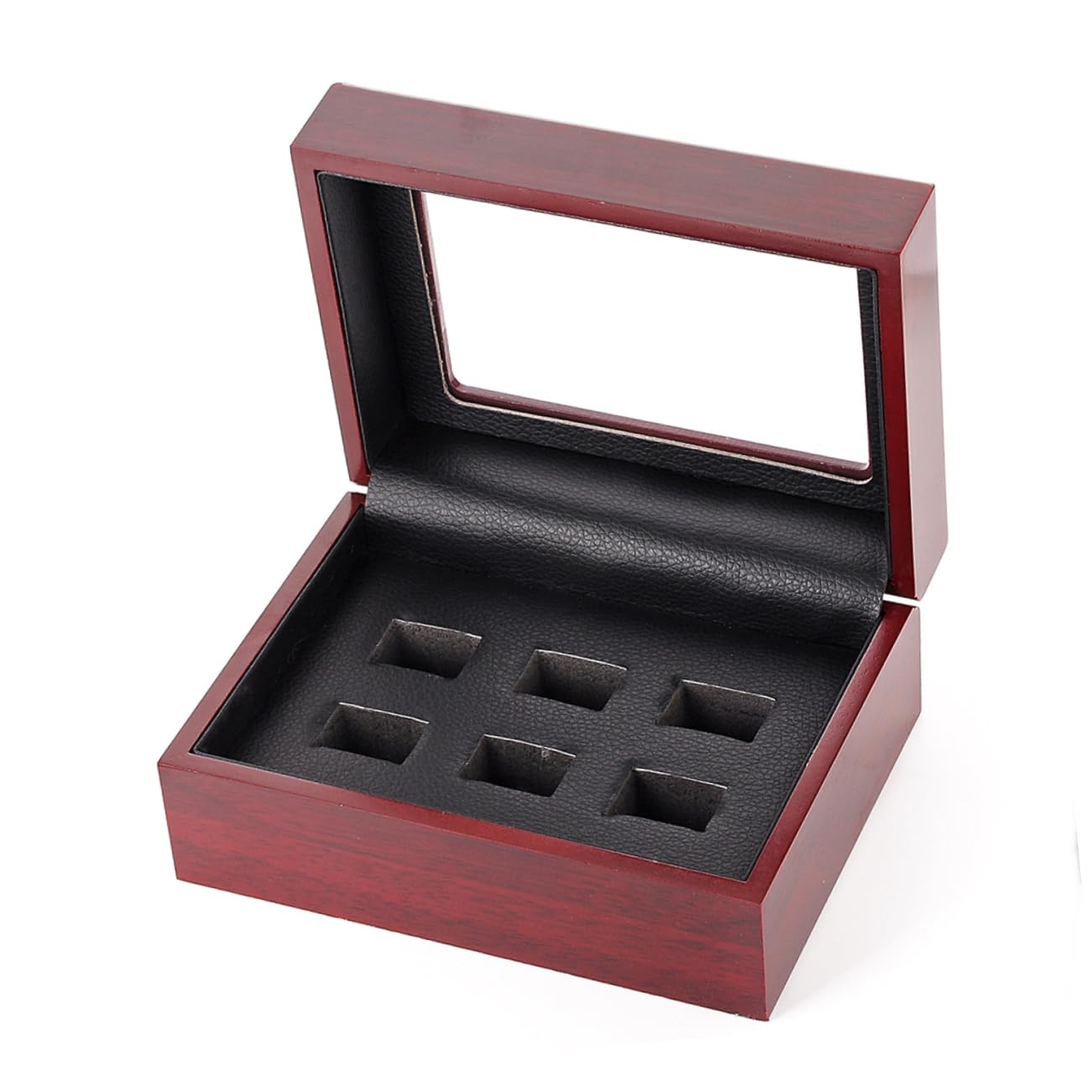 Boîte en bois à 6 trous de style rétro à offrir pour ranger les bijoux