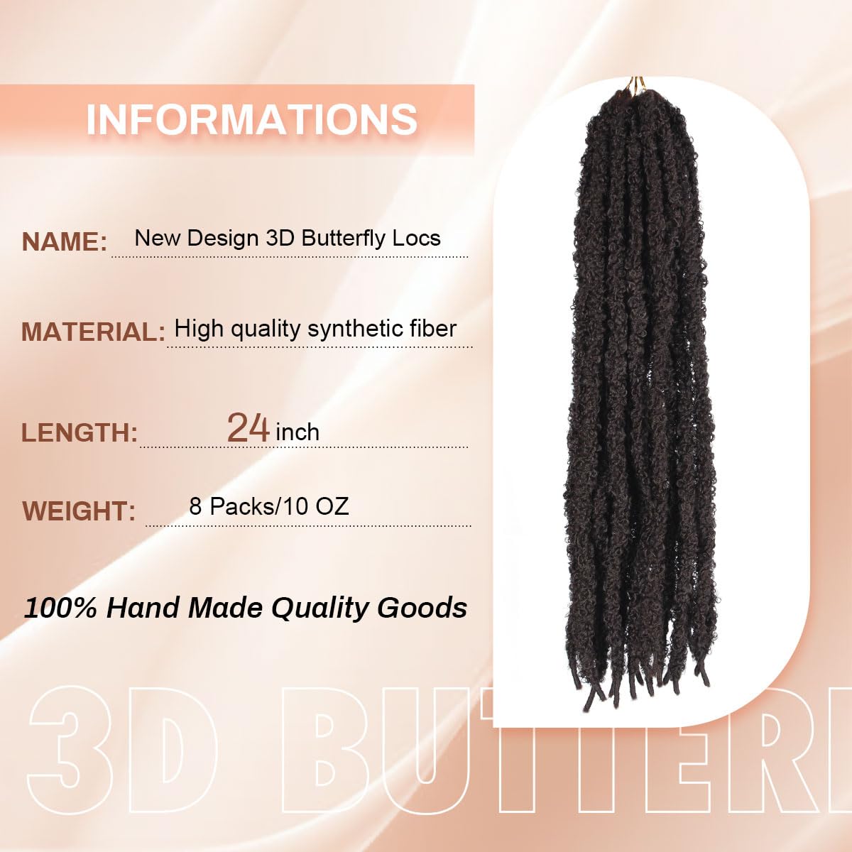 24 Inch Distressed Butterfly Locs Crochet Hair, 8 Packs Thick Distressed Locs Crochet Hair Long Auburn Butterfly Jumbo Loc Pre Looped Light Weight(24Inch - 8Pack, #4)