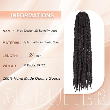 24 Inch Distressed Butterfly Locs Crochet Hair, 8 Packs Thick Distressed Locs Crochet Hair Long Auburn Butterfly Jumbo Loc Pre Looped Light Weight(24Inch - 8Pack, #4)