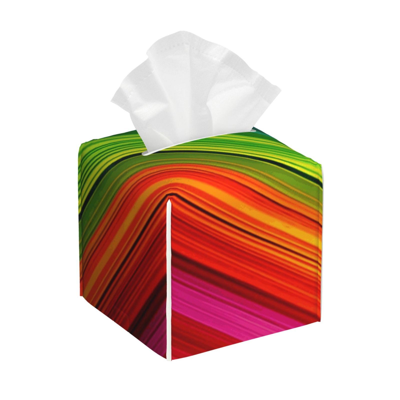 Rainbow Color Stripe Tissue Box Cover Square Cube Boxes