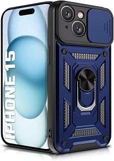WOW IMAGINE Tough Armor Bumper Mobile Back Case for iPhone 15 | Sliding Camera Shield Cover | Shock Proof 360° Protection... Price In India