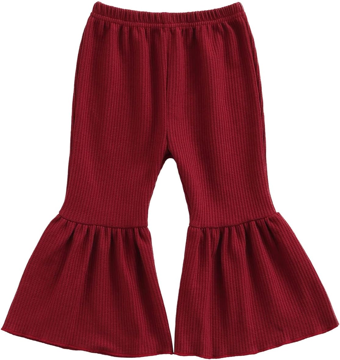 Toddler Bell Bottoms Baby Girls Leggings Ribbed Knit Flare Pants Solid Color Wide Leg Pants Ruffle Trousers