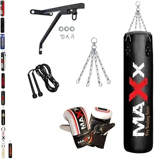 MAXX Multi Punchbags Set With Wall Bracket Free Chain. Sizes 6FT, 5FT, 4FT, 3FT. MMA Training Gloves Punching Mitts Muay Thai Martial Arts
