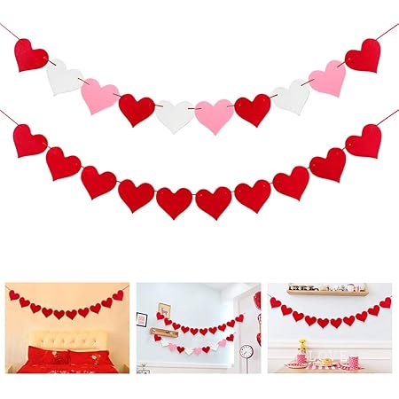 Yjzq 2 Stuck Herz Wimpelkette Leinen Wimpel Herzen Girlande Vintage Wimpelkette Hochzeit Deko Farbenfroh Wimpeln Fur Geburtstag Party Dekoration Amazon De Spielzeug