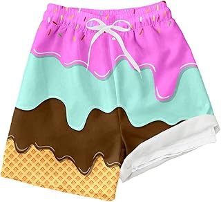 Bañador para niños y jóvenes, bañador de doble capa para niños con cordón, estampado de hielo, cómodo traje de baño de playa para niños y adolescentes, natación activa, surf, traje de baño para niños