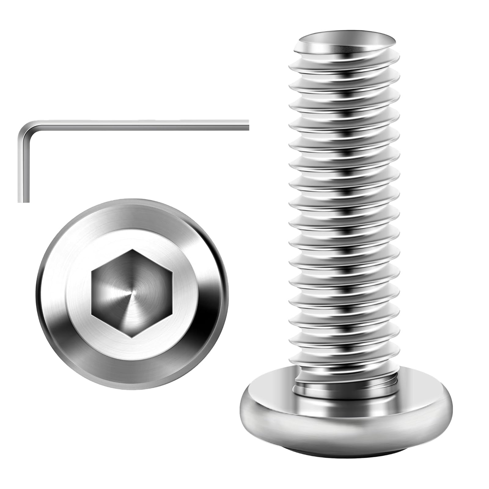 Valorada 20Pcs M4 Bolts, M5 x 16mm Flat Head Hex Socket Screws, 304 Stainless Steel Furniture Bolts