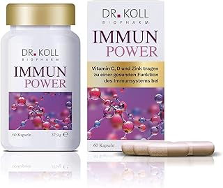 Immun Power Dr. Koll - Nahrungsergänzungsmittel zur Stärkung des Immunsystems mit u.a. Vitamin C, D, Zink und Antioxidantien | 60 hochdosierte Kapseln | vegan und ohne Gelantine