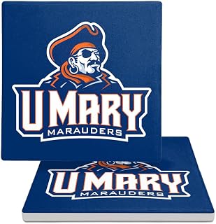 University of Mary Primary Logo Square Ceramic Coasters, Set of 2, 3.9", Cork Base