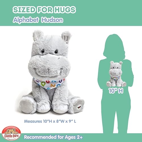 Miniatura 3 de Cuddle Barn - Alphabet Hudson Peluche de hipopótamo animado que canta con orejas a la canción ABC y Ten Little Elephants, 11 pulgadas