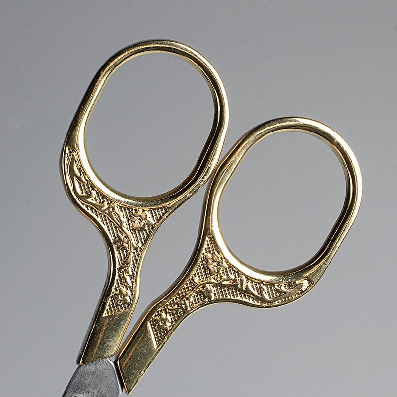 Vintage Craft Scissors Stainless Steel Square Handle Household DIY Embroidery Thread Scissors for Sewing Cutting Cloth with A Chinese Knot (Multicolor)
