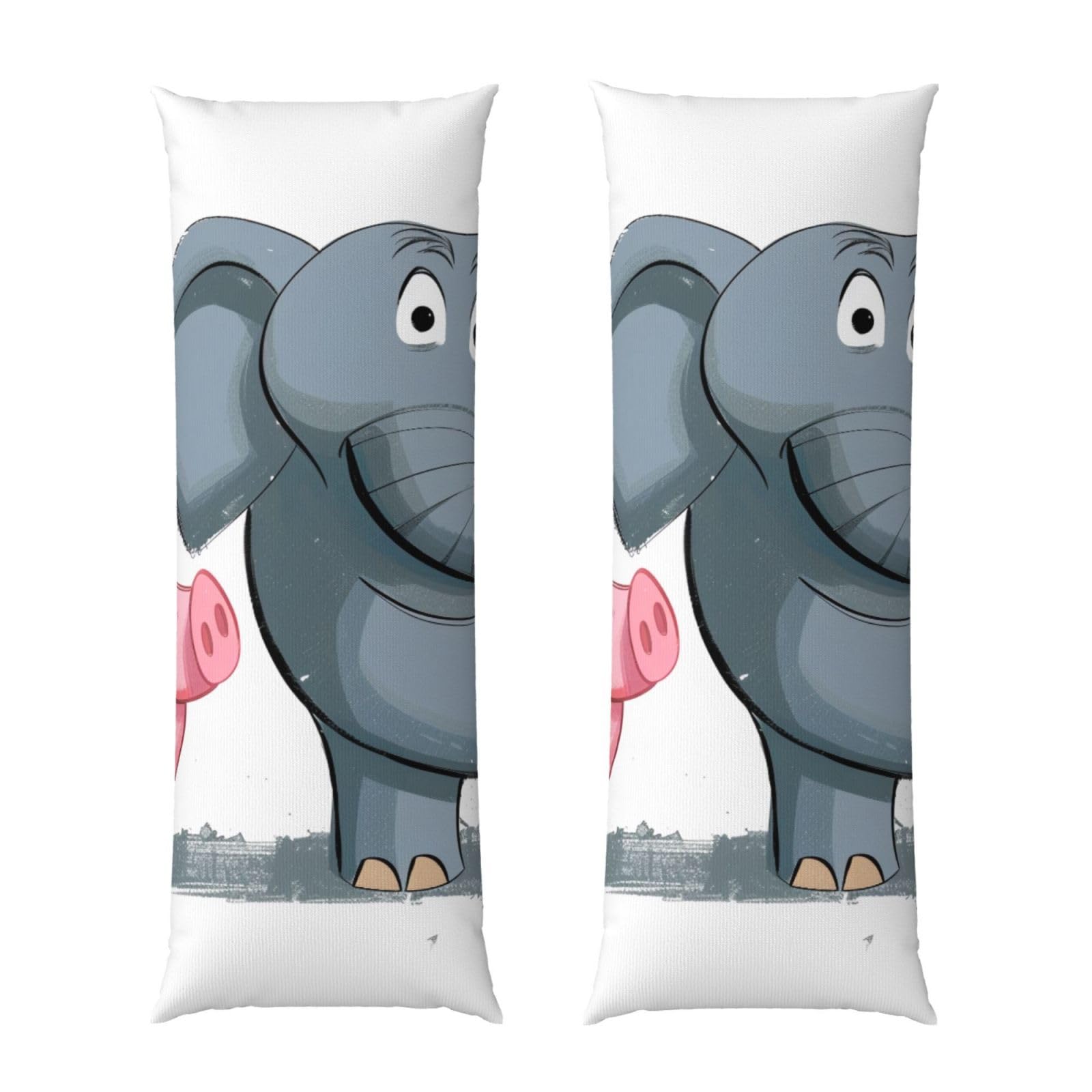 Body Pillow Cover 20x54 Inch, Elephant and Piggie Print Long Lumbar Pillow Case with Zipper Long Body Pillowcase Decorative for Bed Sofa Bedroom